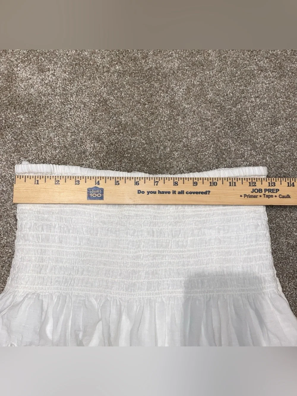 Ulla Johnson White Mini Skirt Size 2 Smocked Waist Scalloped Eyelet Hem Cotton